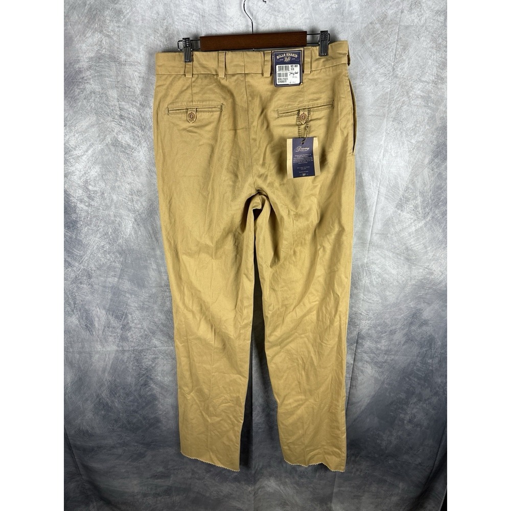 NWT Bills Khakis M2P-BKDT POPLIN SZ 33 Unhemmed Pleated Dark Tan $165 New Flaw